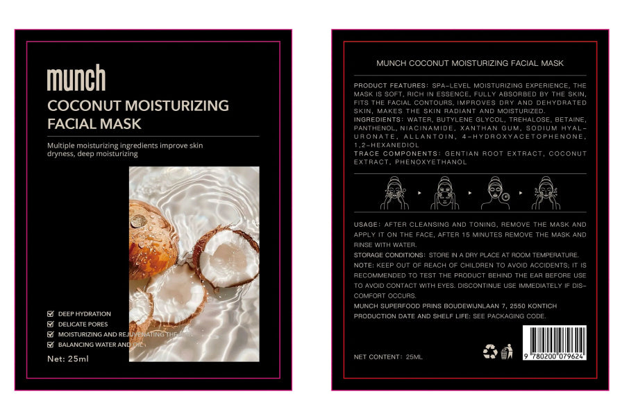 Hydrating mask sheet coconut | Hydrateert de huid | 100% natuurlijk