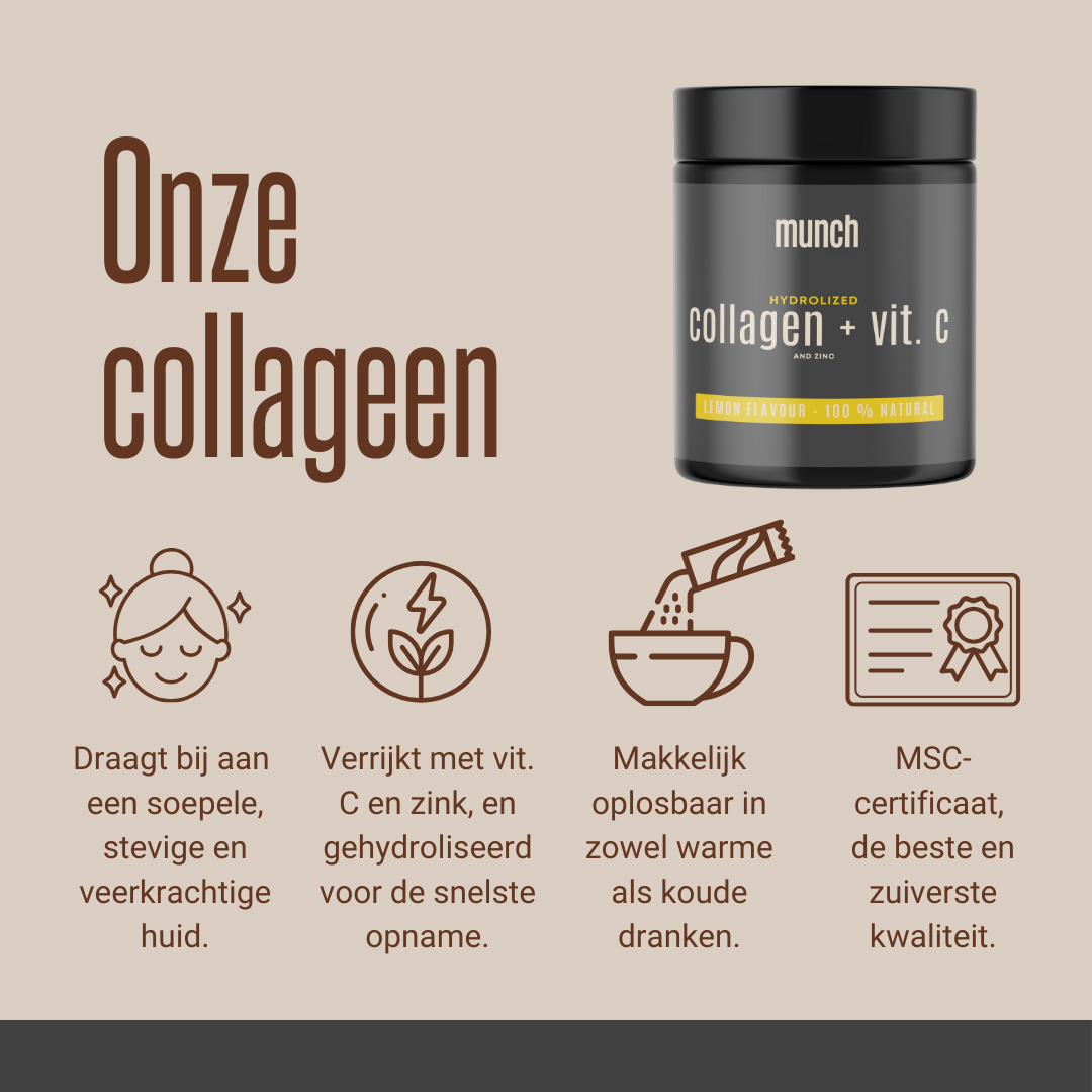 Collagène hydrolysé, vitamine C et zinc - Citron | Peau radieuse et système immunitaire renforcé | 100 % naturel | 300 grammes