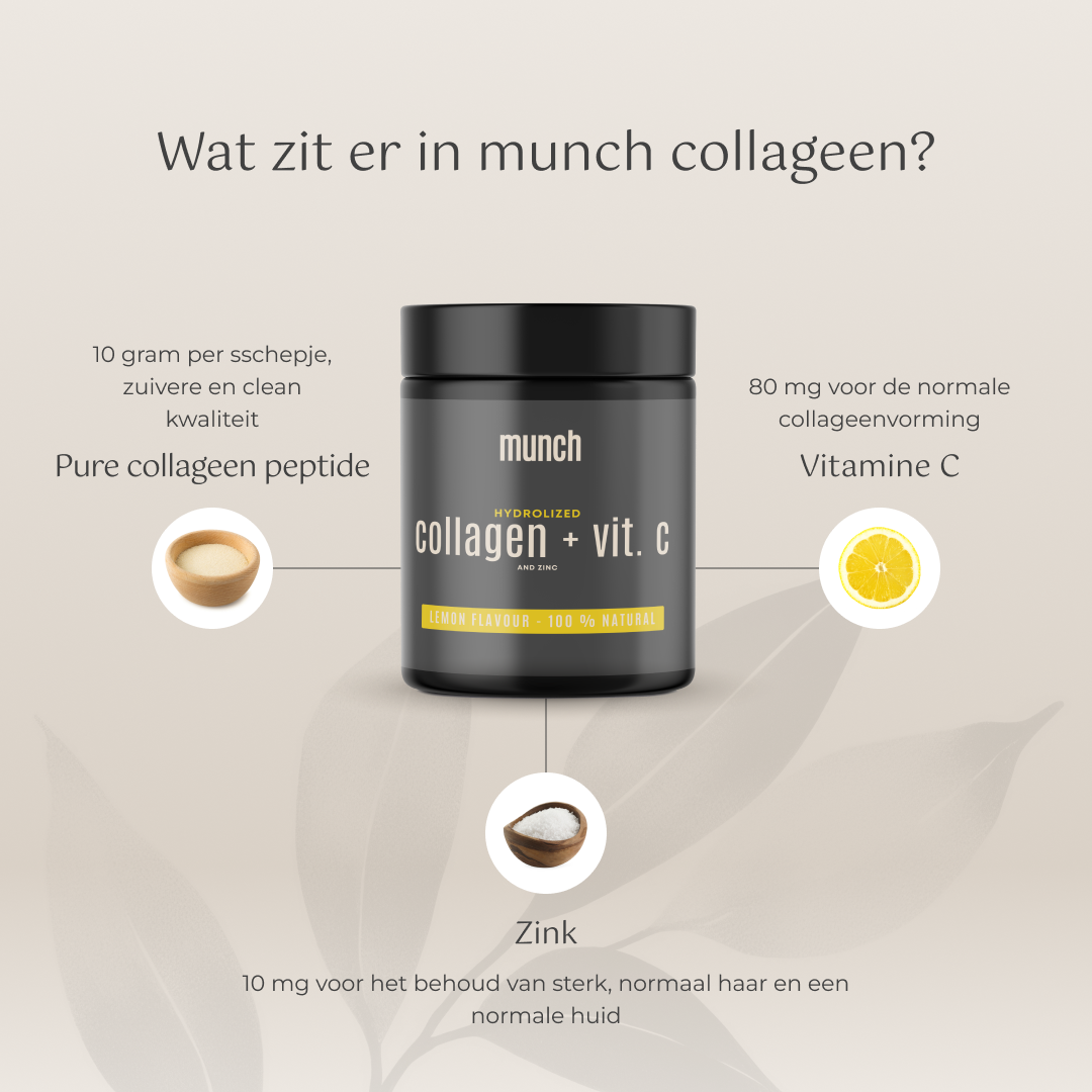 Hydrolized Collageen Vit. C + Zinc - Citroen | Stralende huid & sterk immuunsysteem | 100% natuurlijk | 300 gram