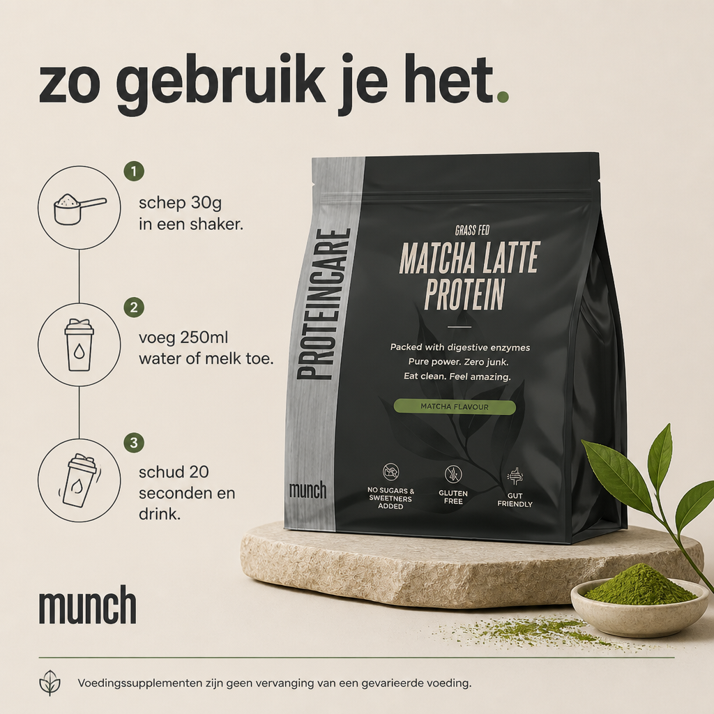 Matcha Latte Protéines | Développez vos muscles et récupérez plus rapidement | 100 % naturel | 600 grammes