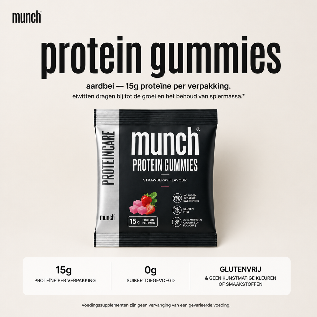 Protein gummies aardbei | Eiwitten dragen bij tot de groei van spiermassa* | 100% natuurlijk