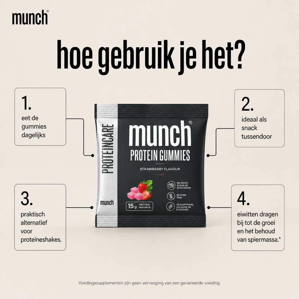 Protein gummies aardbei | Eiwitten dragen bij tot de groei van spiermassa* | 100% natuurlijk