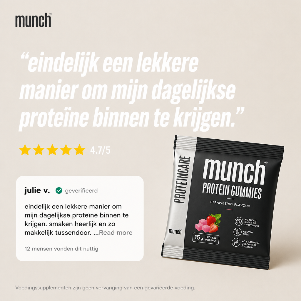 Protein gummies aardbei | Eiwitten dragen bij tot de groei van spiermassa* | 100% natuurlijk