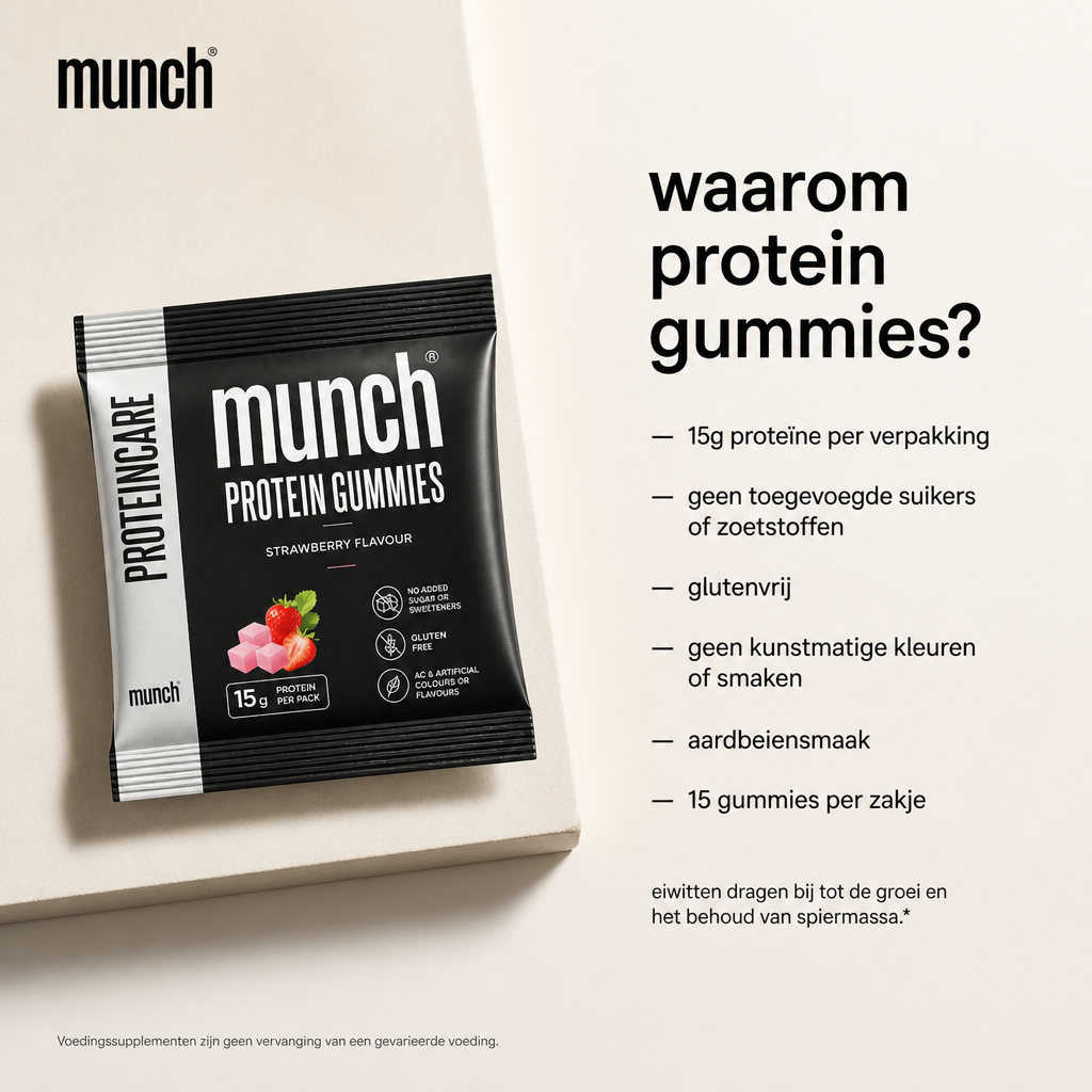 Protein gummies aardbei | Eiwitten dragen bij tot de groei van spiermassa* | 100% natuurlijk