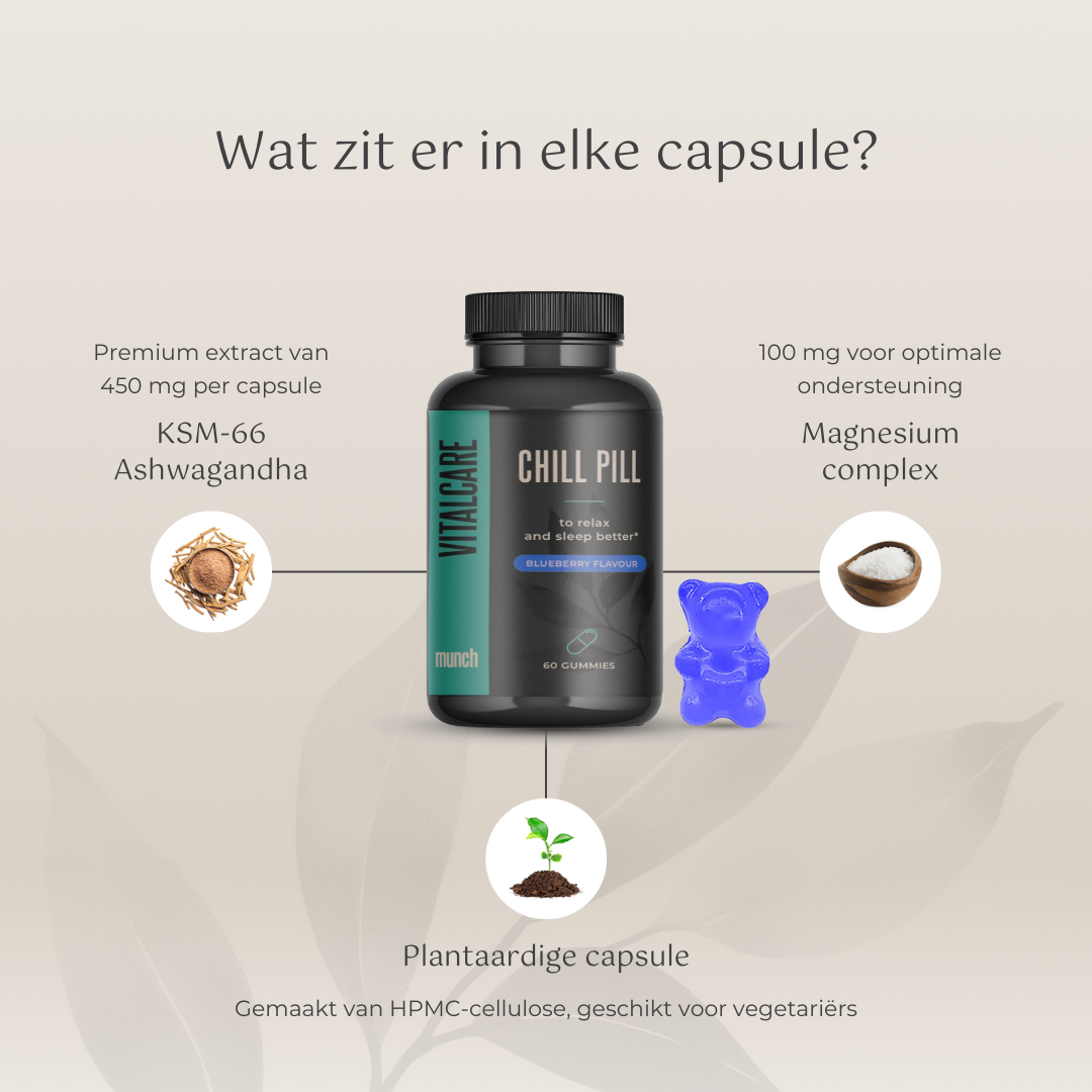 Chill pill | Stress verlagend & ontspannend | 100% natuurlijk | 60 gummies